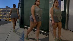 boricua leg tease queen - mini skirt - high heels stillettos- walking slow motion- crossed legs thick thighs puerto rican mami