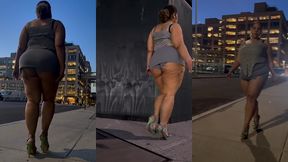 boricua leg tease queen - mini skirt - high heels stillettos- walking slow motion- crossed legs thick thighs puerto rican mami
