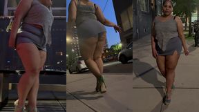 boricua leg tease queen - mini skirt - high heels stillettos- walking slow motion- crossed legs thick thighs puerto rican mami