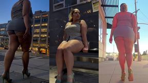 boricua leg tease queen - mini skirt - high heels stillettos- walking slow motion- crossed legs thick thighs puerto rican mami