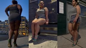 boricua leg tease queen - mini skirt - high heels stillettos- walking slow motion- crossed legs thick thighs puerto rican mami