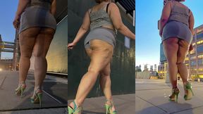 boricua leg tease queen - mini skirt - high heels stillettos- walking slow motion- crossed legs thick thighs puerto rican mami