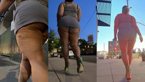 boricua leg tease queen - mini skirt - high heels stillettos- walking slow motion- crossed legs thick thighs puerto rican mami