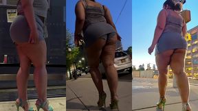 boricua leg tease queen - mini skirt - high heels stillettos- walking slow motion- crossed legs thick thighs puerto rican mami