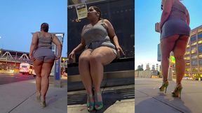 boricua leg tease queen - mini skirt - high heels stillettos- walking slow motion- crossed legs thick thighs puerto rican mami