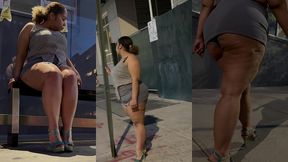 boricua leg tease queen - mini skirt - high heels stillettos- walking slow motion- crossed legs thick thighs puerto rican mami