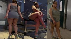 boricua leg tease queen - mini skirt - high heels stillettos- walking slow motion- crossed legs thick thighs puerto rican mami