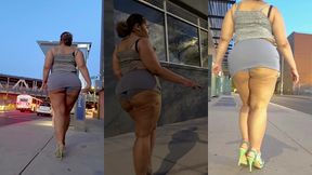 boricua leg tease queen - mini skirt - high heels stillettos- walking slow motion- crossed legs thick thighs puerto rican mami