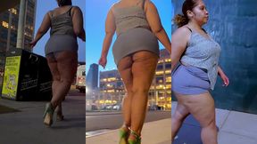 boricua leg tease queen - mini skirt - high heels stillettos- walking slow motion- crossed legs thick thighs puerto rican mami