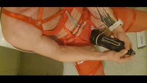 Cock pumping in red lingerie 21 cm long dick for my mistress