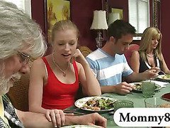 Mature stepmom gets it on with a clueless teen couple