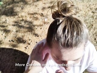 Sloppy Deepthroat & Cum in throat in a Public Park