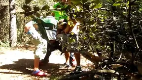 Steamy Park Encounter: Bold Outdoor Gay Threesome Full of Passion – 18+