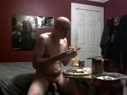 piggy eating and stuffing disgusting meal for Mistress Lea 7/22/18