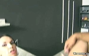 Hot tranny gets condom sex in ass & cumshoney