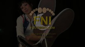 Lucy takes off her stinky tennis shoes and allows you a close up of her dirty soles