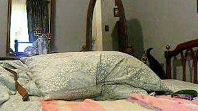 Voracious and sassy wifey inserting a big cucumber in her cunt