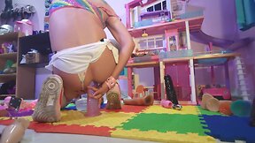My niece playing with her huge dildos in her tight anus, she loves to keep her hole wide open.