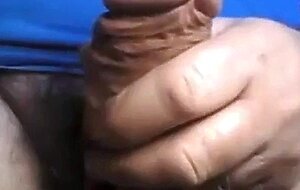 Dad stroking his thick uncut cock on cam (no cum)