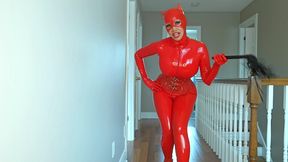 red latex catwoman tease