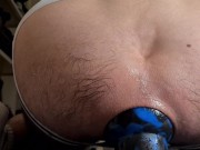 Edging with my blue giant buttplug deep inside