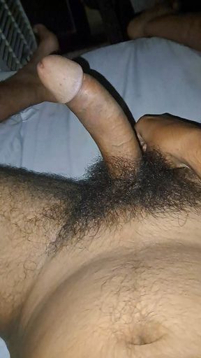 Hairy Dick hand job  Indian guy  full load on body