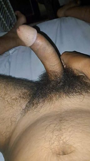 Hairy Dick hand job  Indian guy  full load on body