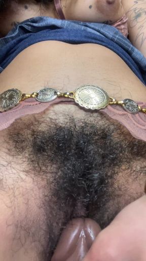 P.o.v: Hairy Pussy Sitting on Your Face… and Riding a Thick Dildo