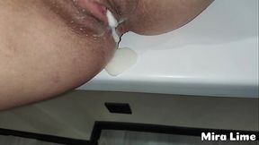 Risky creampie while family at the home