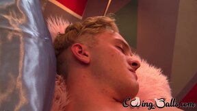 Slim blonde Oliver Tucker plugs a  dildo in his ass and then proceeds to harvest