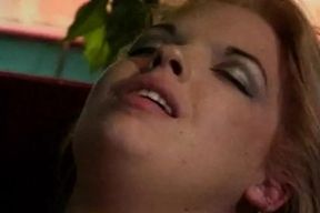 Perfect blonde doll eats cum after hot fuck