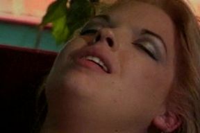 Perfect blonde doll eats cum after hot fuck