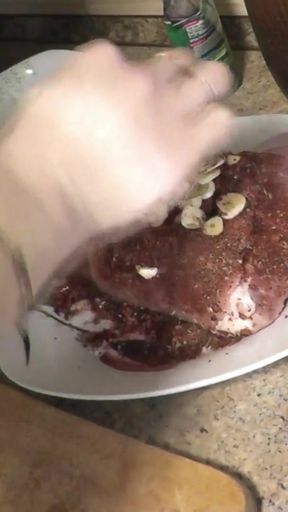 Epic moment from &quot;Wife Milf sexy blonde in shirt without panties and bra in stockings high heels continues naked kitchen.&quot;