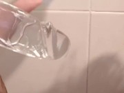 Amazing deepthroat till balls of a 23 cm huge dildo!