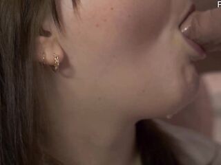 Oral-sex, super close-up, cum in throat