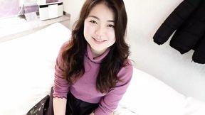 Hot Asian teen in tight jeans and lace