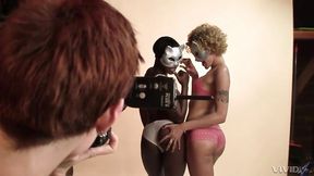 Awesome ebony Ana Foxxx is having fun with a white girl