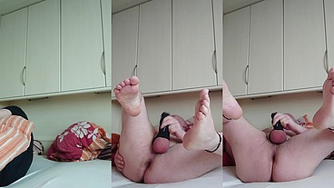Wichsen mit altem Socken am Morgen im Bett