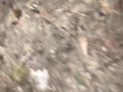 Horny sweaty twink jerks off while friends are camping near