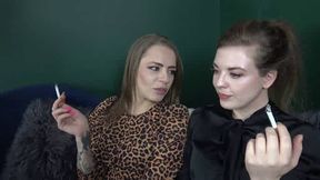 Quick smoke between scenes with 2 nice ladies