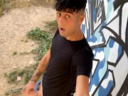 6 public places jerking in one day and big and far cumshot on a path EDGING