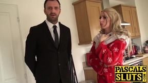 Blonde UK slut drilled insanely hard by dom in classy suit