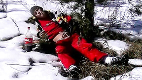 ”Outdoor winter fun spilling loads of  cum on the snow”