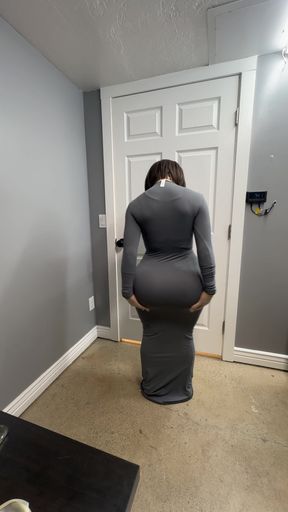 Love how my new grey dress looks on my big ass and tits   Clip 2