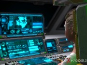 Sci-fi sex. 3d hot alien dickgirl plays with a sexy girl in the space station
