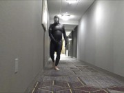 hotel movie part 6 - changed into new wetsuit & gasmask frogman cums at elevator windows