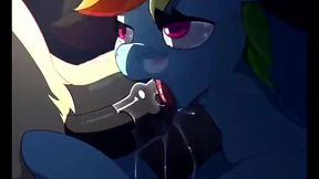 Rough deepthroating of a gargantuan schlong in MLP GIF