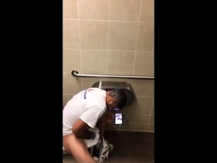 Workmen caught jerking and cumming in restroom