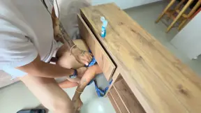 My little stepsister gets stuck under the furniture and I take advantage of that to fuck her in the ass.