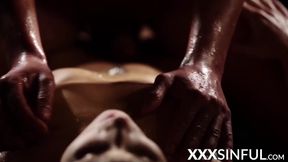 Erotic busty blonde bends over for passionate doggystyle